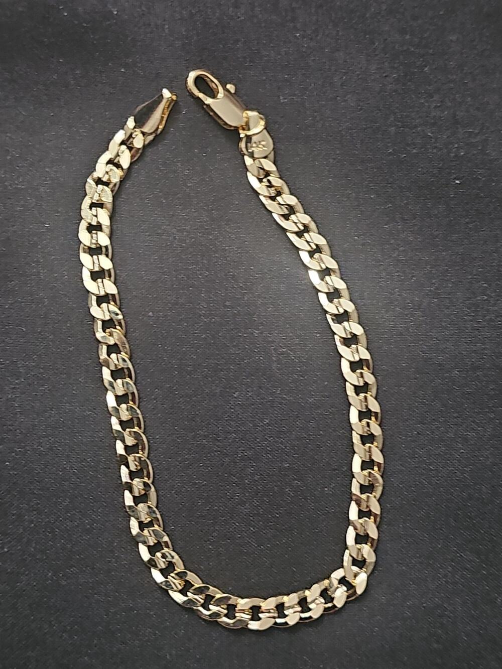 8in. 14k Gold plated on brass-4.8mm diamond cut Cuban Bracelet